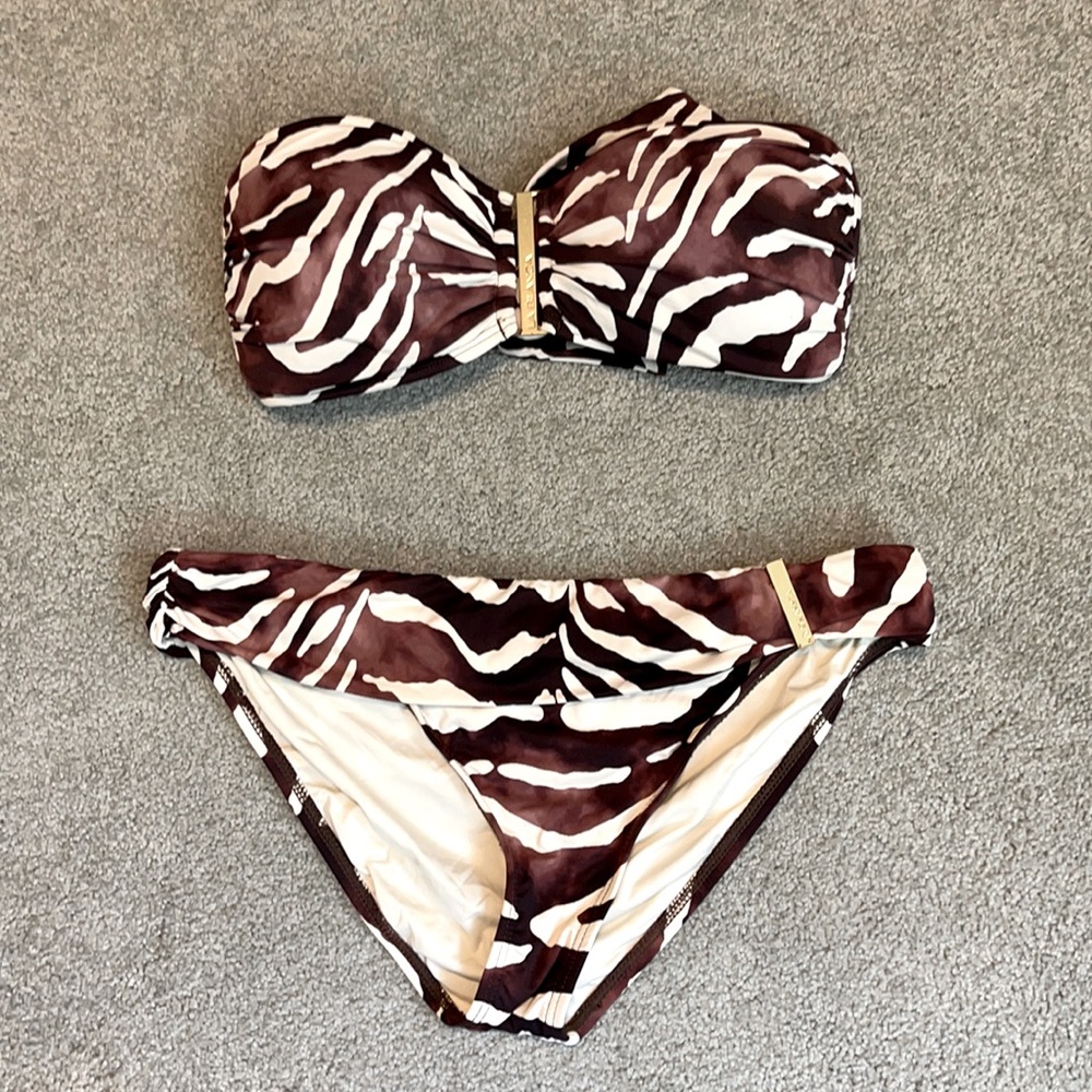 La Blanca Brown and White Zebra Print Bikini